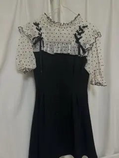 ミシェルマカロン モノグラムシャツプリーツワンピース ブラック