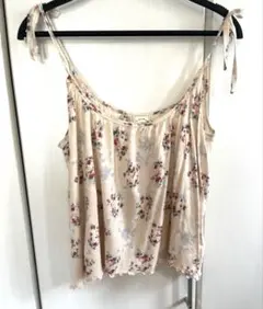 ジェラートピケキャミソール サイズフリー 花柄リブキャミソール ベージュ