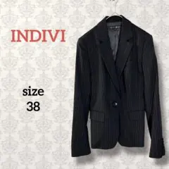 インディヴィ【38】ストライプ柄テーパードジャケット モード系 フォーマル
