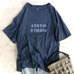 45R 45rpm ロゴTシャツ コットン100% インディゴ ユニセックスのサムネイル