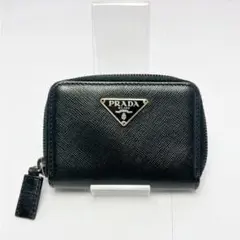 4479△ PRADA ブラック コインケース サフィアーノレザー