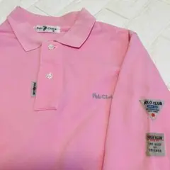 日本製　Polo Club 長袖ピンクポロシャツ 鹿の子