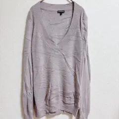 EXPRESS エクスプレス Vネック ニット セーター ライトベージュ【L】のサムネイル