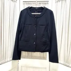 コムサイズム　ノーカラージャケット　紺