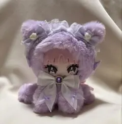 おすわりぬい服 12-13-14cmちびぐるみ 紫　白　猫