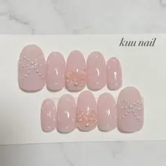 ピンクパールリボン ハートドット 量産 ワンホン ちゅるん フレンチガーリー