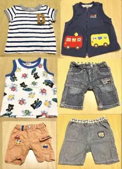 【個別販売OK】 ミキハウス　夏服 まとめ売り トップス3枚　ボトム3枚のサムネイル