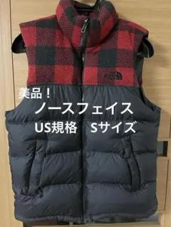 ［美品］US規格正規品　ノースフェイス ダウンベスト　チェック柄　メンズSサイズ