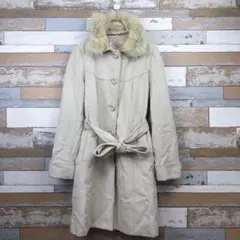 【アリスバーリー東京スタイル】ファー付きロングコート　M　アンゴラ65％