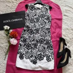 DOLCE&GABBANA 総レースワンピース ホワイト ノースリーブ 44のサムネイル