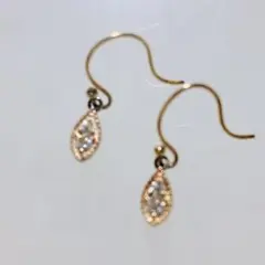 現行品】ete エテ クリアビジューピアス マーキス イエローゴールド 美