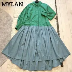 MYLANマイラン バイカラー シャツワンピース ロング パープル F - メルカリ