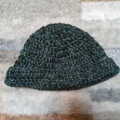 ダークグリーン ニット帽 折り返しタイプ