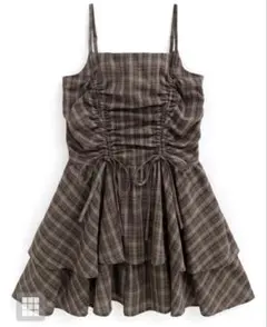 GRL チェック柄ドロストリボンミニワンピース [dk1357] Sサイズ