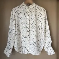 美品 UNIQLO コントワーデコトニエ • サテン フリルブラウス【Sサイズ】