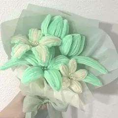 枯れないお花　モールフラワー　ハンドメイド　花束　ブーケ　ランダムカード付き