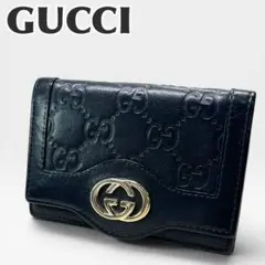 GUCCI グッチ GG 名刺入れ　カードケース　ブラック　ゴールド　革のサムネイル