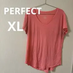 1点もの✨️ティシャツ 【XL】Tシャツ コーラルピンク Vネック 半袖 トップス