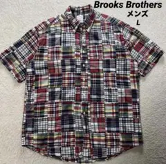 Brooks Brothers 346 パッチワーク 半袖シャツ メンズ L