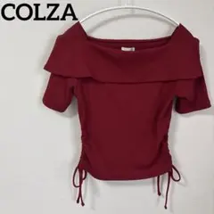 COLZA リブ オフショルダー トップス ボルドー M