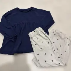 UNIQLO キッズ パジャマセット 120cm ネイビー/グレー