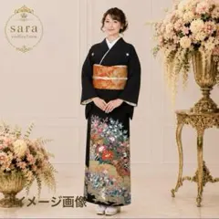 黒留め袖フルセット‼️豪華黒留め 人気洗える化繊お手入れ楽々 ✨花々金彩煌びやかのサムネイル
