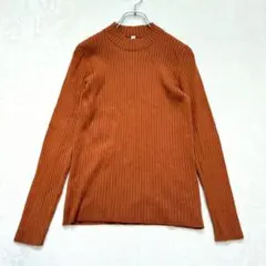 nn132 長袖リブニットカットソー ハイネック 綺麗めカジュアル ブラウン