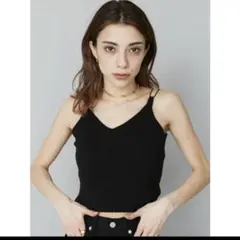 【ブラック】ダブルストラップニットキャミソールのサムネイル