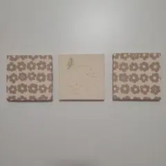 Creema お花と鳥の北欧風　ファブリックパネル　アートパネル　3枚セット