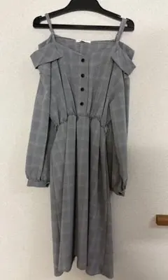 pumpkin オフショルダー チェック柄 ワンピース