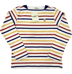 ★新品 ミキハウス ホットビスケッツ くま刺繍 ボーダーカットソー マルチカラー