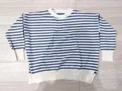 青と白のストライプ長袖セーター