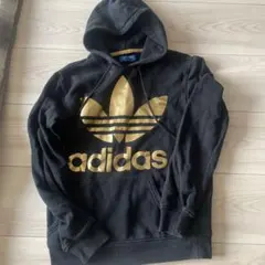 adidas ゴールドロゴ フード付きパーカー XS