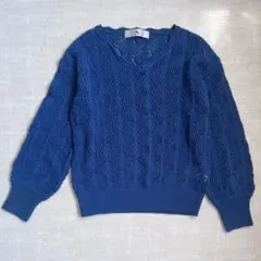 【美品】N. NBB 透かし編み Vネック ニット プルオーバー ブルー M
