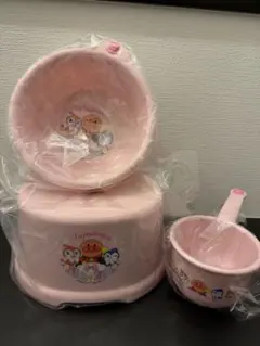 アンパンマン お風呂セット ピンク　バスチェア　湯おけ　手おけ　風呂椅子