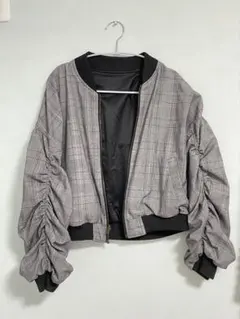 リバーシブル ジャケット グレー系チェック/ブラック