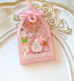 匿名配送✨シマエナガ御守り風♥桜シェイカー❀ローズクォーツ入