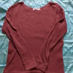 niko and ... バーガンディ（ワイン色） ワッフルニット長袖Tシャツ