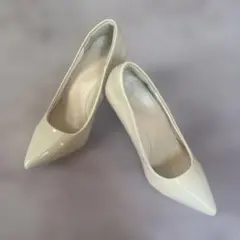 割引中　ベージュ ポインテッドトゥ ハイヒール　Ｌサイズ
