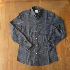 ZARA製長袖シャツ濃紺色ドット柄