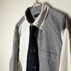 【個性派古着】一点物　ネクタイ付き長袖シャツ バイカラー　ネクタイ（シルク）