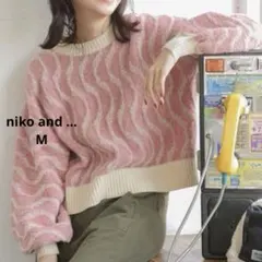 niko and ... ピンク　バルーン袖　起毛デザイン　ニットセーター M