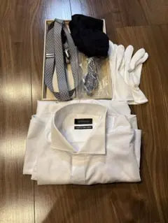【超美品】新郎結婚式用 GENTRIND ホワイトフォーマルシャツ Lサイズ