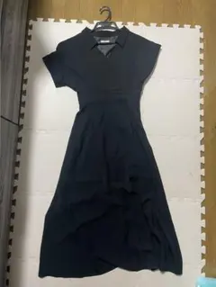 黒 シャツワンピース 半袖 ロング