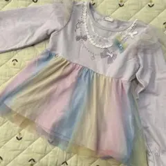 レインボーフリルトップス チュニック　ワンピース　120cm 110センチ