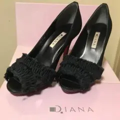 新品同様 DIANA レッドソール オープントゥ グリッター パンプス 24cm