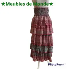 ＊ロング段々スカート＊Ｍサイズ＊赤レッド