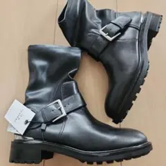 Zara ザラ エンジニアブーツ35 黒 レザー バックル付きのサムネイル