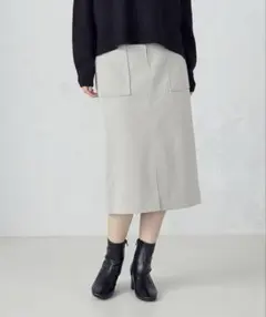 コムサ　フラノ調ジャージータイトスカート