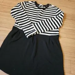 ikka ストライプ 長袖ワンピース